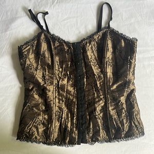 Vintage Soulmates Embroidered Corset Top Bronze Size Large